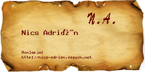 Nics Adrián névjegykártya